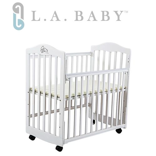 【美國 L.A. Baby】蒙特維爾美夢熊小床嬰兒床/實木/原木床(白色 適用育嬰 託嬰中心)