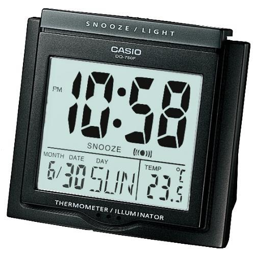 CASIO卡西歐‧具有溫度計與日期功能的大字幕鬧鐘DQ-750F