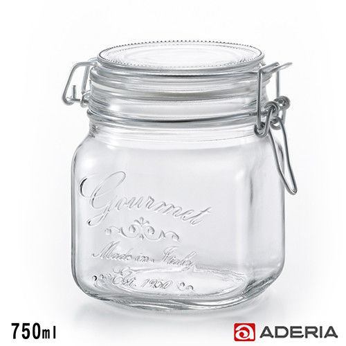 【ADERIA】日本進口密封寬口方形玻璃沙拉罐750ml