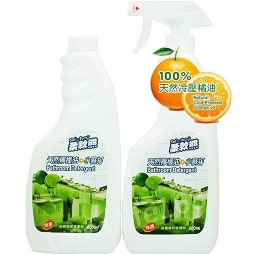 【家得適】台灣柔軟熊 天然檸檬油+小蘇打/600ml浴室清潔劑1+1 x3組入