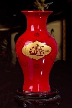 景德鎮陶瓷結婚喜慶中國紅小花瓶新房裝飾04