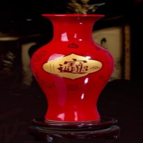 景德鎮陶瓷結婚喜慶中國紅小花瓶新房裝飾04