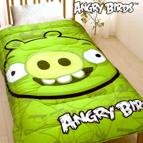【ANGRY BIRDS】憤怒鳥搖粒絨暖暖厚毯被-綠豬(B0616-A3)
