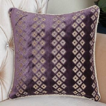 【協貿】奢華高檔割絨紫色菱格沙發大靠枕含芯