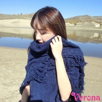【Verona】秋冬保暖純情三角針織大披肩圍巾