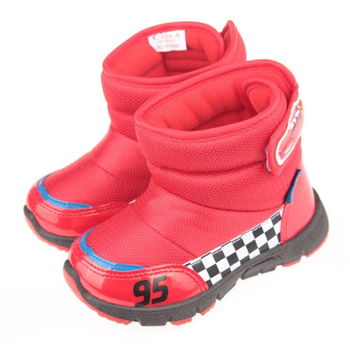 《布布童鞋》Disney迪士尼Cars汽車總動員閃電麥坤紅色保暖雪靴(15cm~20cm)ML5606A
