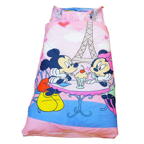 【DISNEY】迪士尼米奇米妮二用幼教兒童睡袋-甜蜜巴黎篇(粉紅)