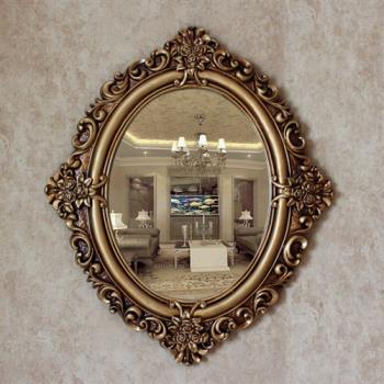 【協貿】公主復古做舊古金色橢圓裝飾壁掛鏡子