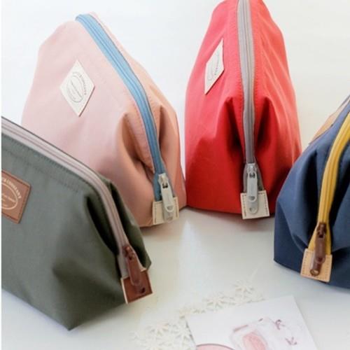 [fun bag]韓版 新款 大開口隨身化妝包 收納包 雙拉鍊設計 小物收納
