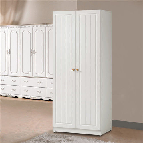 【時尚屋】[G16]鄉村風2.5尺雙門純白衣櫥G16-019-6