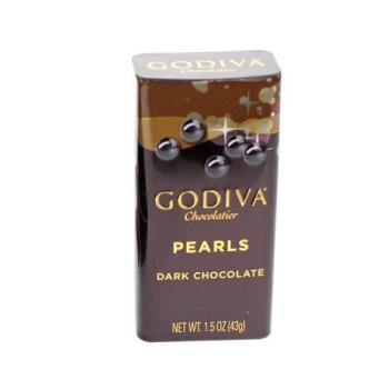 GODIVA 頂級珍珠鐵盒-原味黑巧克力豆
