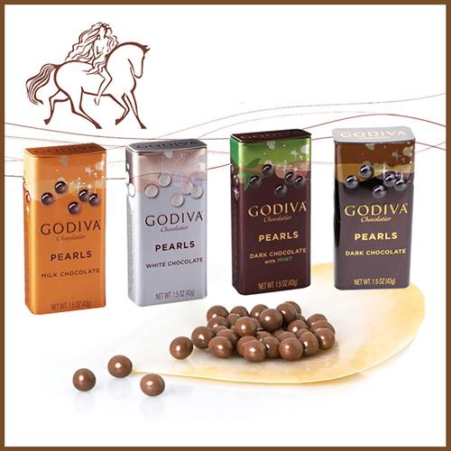 GODIVA 頂級珍珠鐵盒四種口味任選3盒-白巧/牛奶/薄荷/原味黑