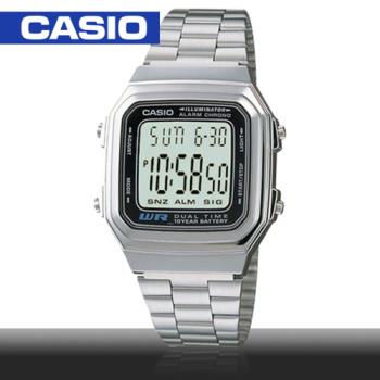 【CASIO 卡西歐】日系-銀色復古風電子錶(A178WA-1)