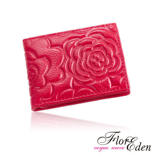DF Flor Eden皮夾 - 玫瑰情意立體壓紋真皮款短夾