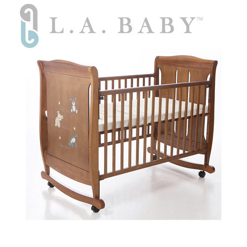 【美國 L.A. Baby】芝加哥搖擺大床/童床/木床/嬰兒床 (咖啡色)