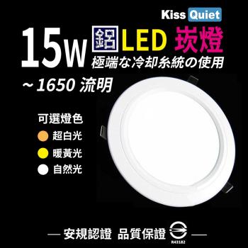 《Kiss Quiet》 台製品質-全鋁超耐用20W亮度15W功耗,LED崁燈含變壓器-1入