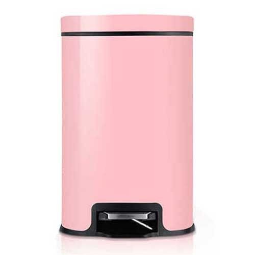 PUSH! 居家生活用品 colourful液壓緩降可固定垃圾袋垃圾桶 置物桶 12升(L)I17-2粉色