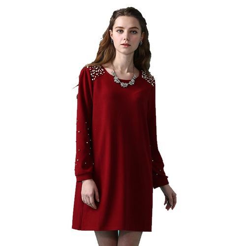 日本Impress極顯瘦名品珍珠細絨洋裝