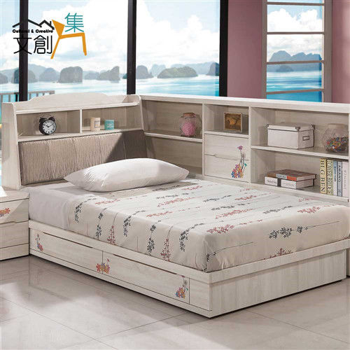 文創集 泰貝莎 3.5尺白木紋色單人床三件式組合(床頭箱+床台+床墊)