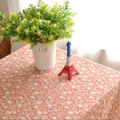 棉麻田園簡約布藝桔底白色小碎花餐桌布