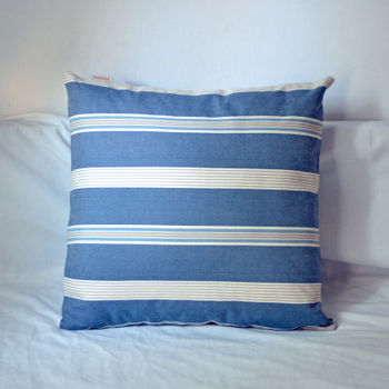 【協貿】百搭簡約條紋布藝深藍色沙發方形抱枕含芯