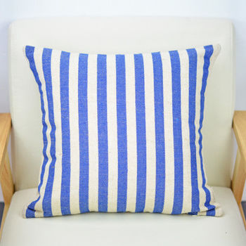 【協貿】百搭簡約和風小清新條紋海洋藍沙發方形抱枕含芯