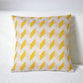 【協貿】百搭棉麻幾何圖案黃色沙發方形抱枕含芯