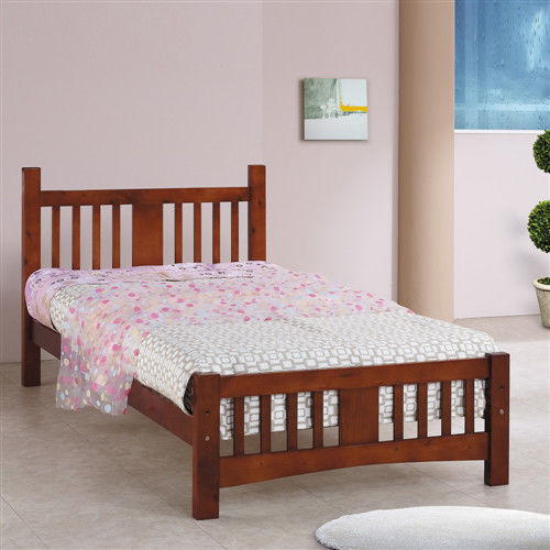 【時尚屋】[G16]雅典3.5尺樟木色加大單人床G16-075-1不含床頭櫃-床墊