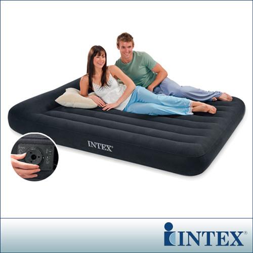 【INTEX】舒適型內建電動幫浦充氣床墊-雙人加大寬152cm-有頭枕 (66777)-行動