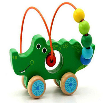 木製可愛動物繞珠早教益智玩具_鱷魚