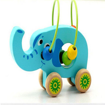 木製可愛動物繞珠早教益智玩具_大象-行動