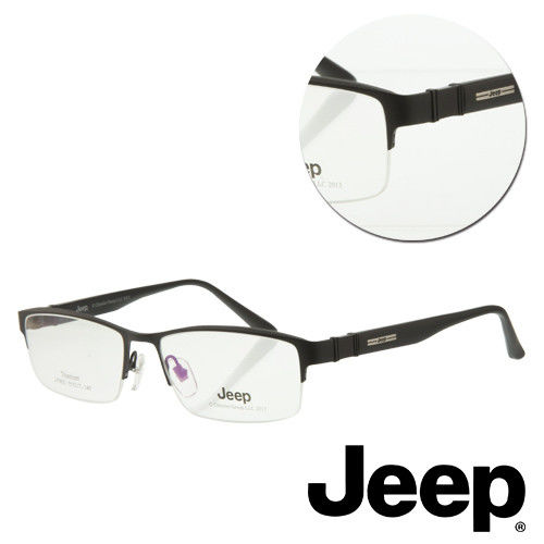 【JEEP】純鈦半粗框黑色光學眼鏡(J-F8021-C1)