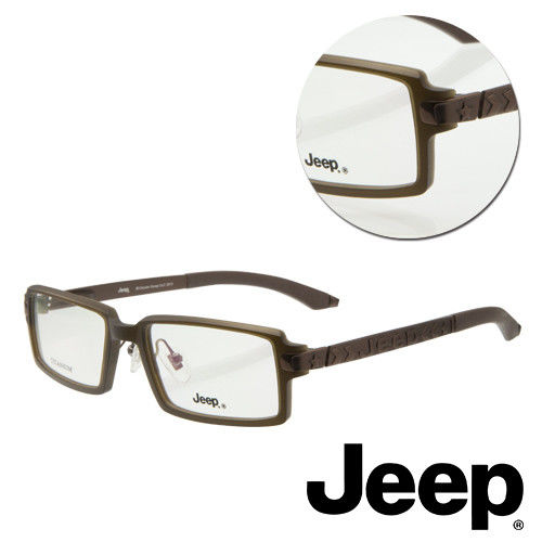 【JEEP】純鈦全框長方黑色光學眼鏡(J-TF5003-C2)