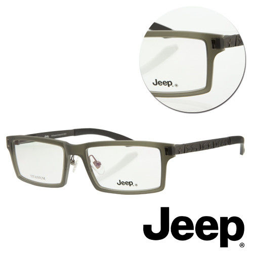 【JEEP】純鈦粗框方形灰色光學眼鏡(J-TF5002-C3)