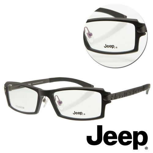【JEEP】純鈦全框方形黑色光學眼鏡(J-TF5004-C1)