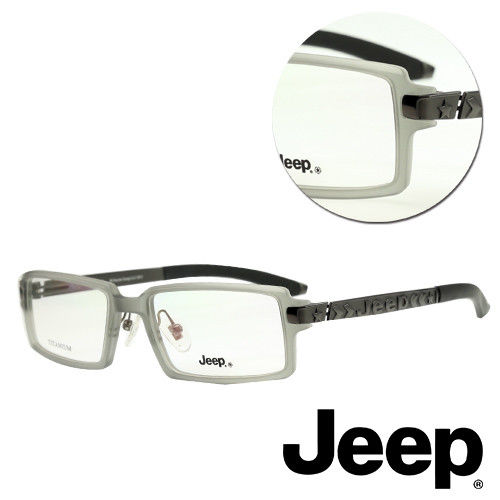 【JEEP】純鈦全框長方灰白光學眼鏡(J-TF5003-C4)