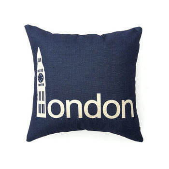 【協貿】城市簡約棉麻復古倫敦藍沙發方形抱枕含芯