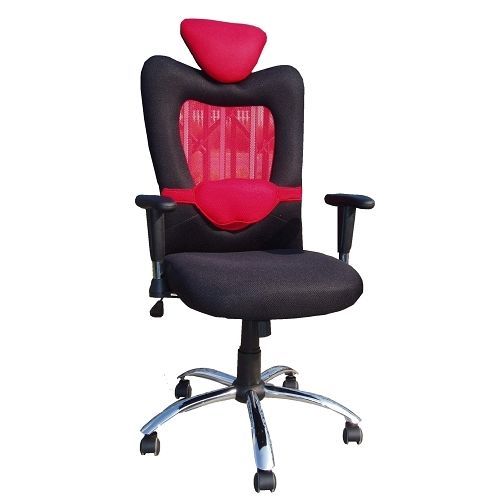 雙彩高背(鍍鉻鋼管腳)主管椅/辦公椅/電腦椅-紅色
