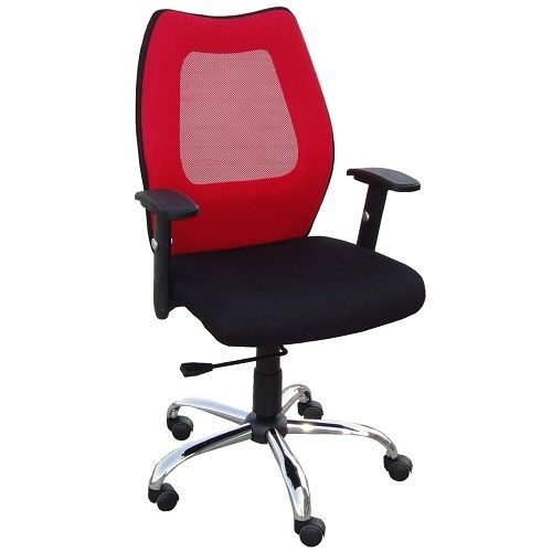 大型[雙彩高背]主管椅/辦公椅/電腦椅(鍍鉻鋼管腳)-紅色