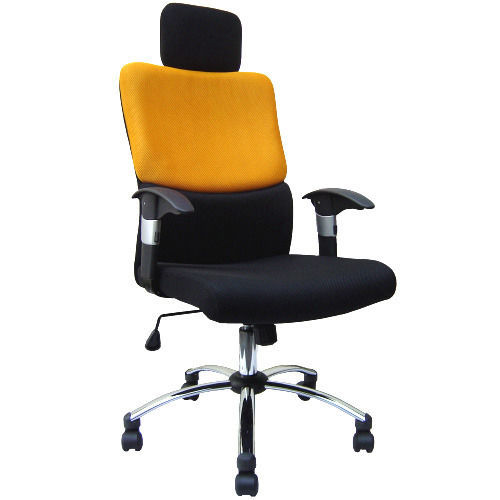 大型[雙彩高背]主管椅/辦公椅/電腦椅[鍍鉻鋼管腳]-土黃色