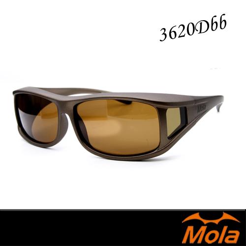 MOLA摩拉近視包覆式偏光太陽眼鏡 套鏡 UV400 男女 茶框 茶片 抗紫外線 3620Dbb
