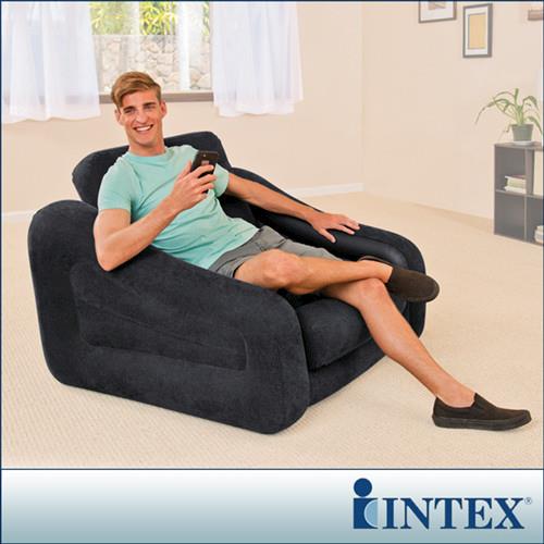 【INTEX】二合一單人充氣沙發床/沙發椅-黑色 (68565)