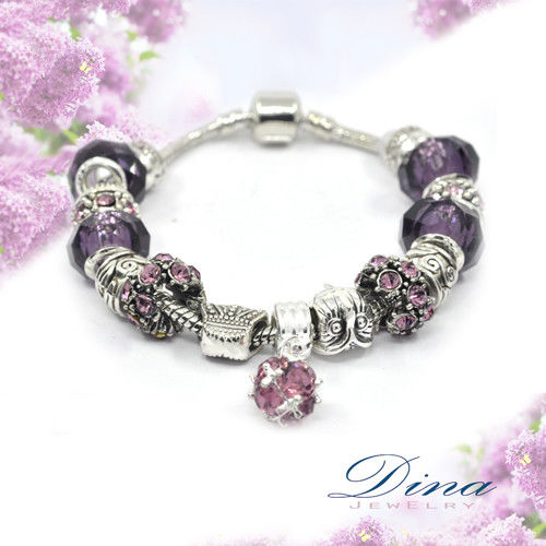 DINA JEWELRY蒂娜珠寶  紫色典雅 潘朵拉風格 設計手鍊