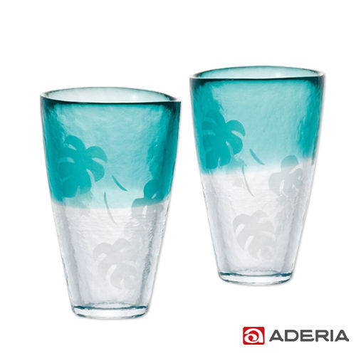 【ADERIA】日本進口津輕系列漸層玻璃對杯(藍)