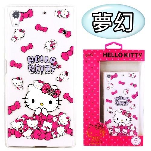 【Hello Kitty】SONY Xperia Z5 (5.2吋) 彩鑽透明保護軟套-夢幻