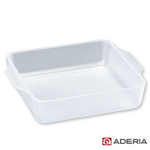 【ADERIA】日本進口方型陶瓷塗層耐熱玻璃烤盤(中)