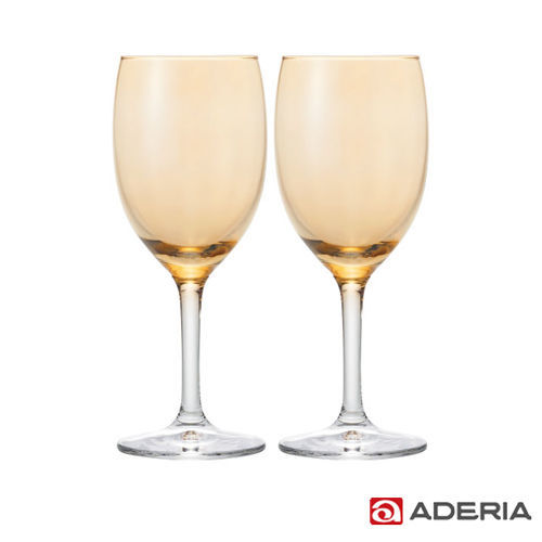 【ADERIA】日本進口葡萄酒專用玻璃對杯(橘)