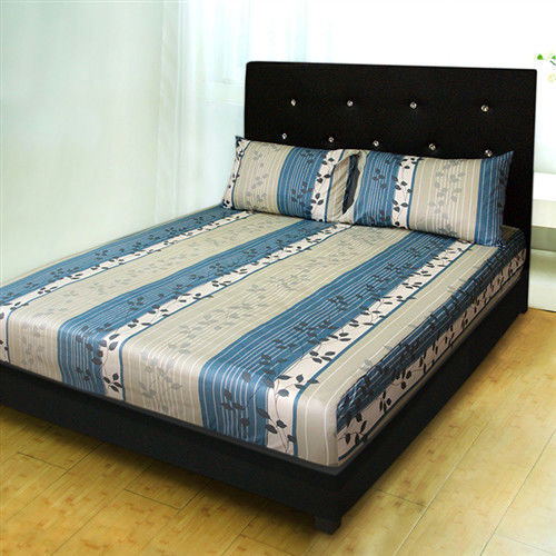 【Victoria】飄花藍 純棉雙人床包+枕套三件組