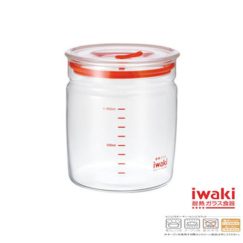 【iwaki】玻璃微波密封罐 1L(透明款)