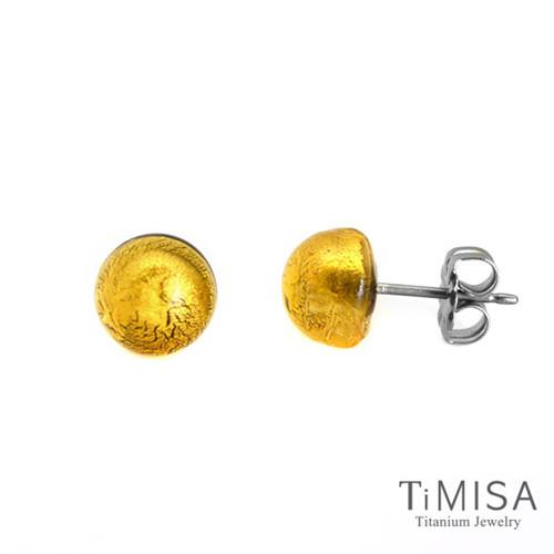 【TiMISA】點點繽紛 金黃琉璃 純鈦耳環一對